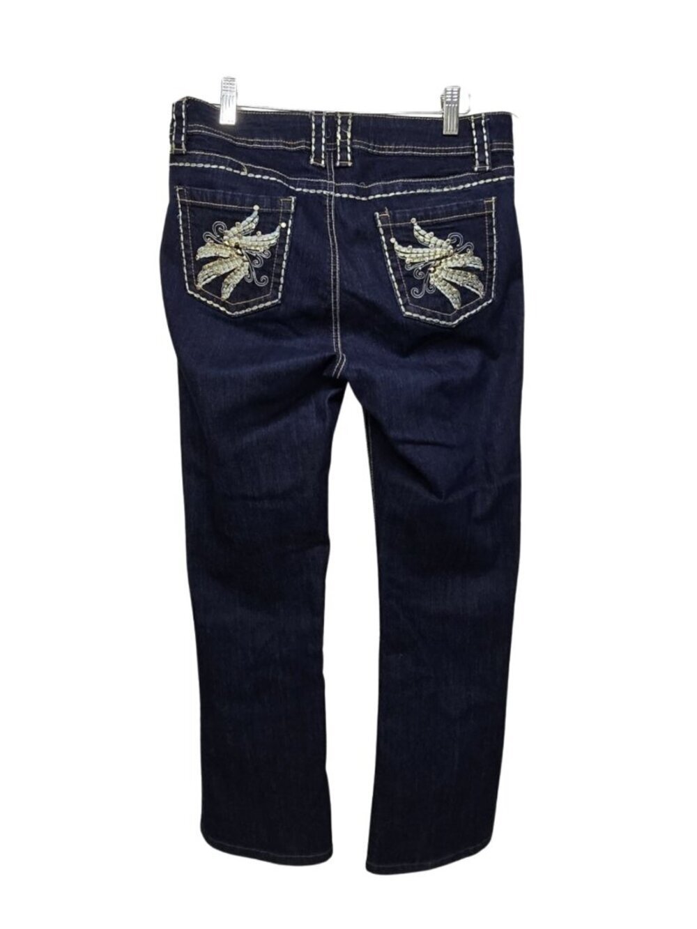 Roadrunner Bootcut Jeans 10 Mid Rise Dark Wash Embroidered Pockets Western Y2K
